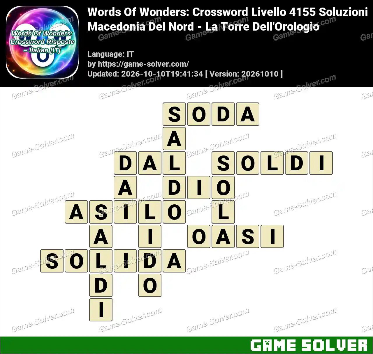 Words Of Wonders: Crossword Livello 4155 Soluzioni – Macedonia Del Nord – La Torre Dell’Orologio